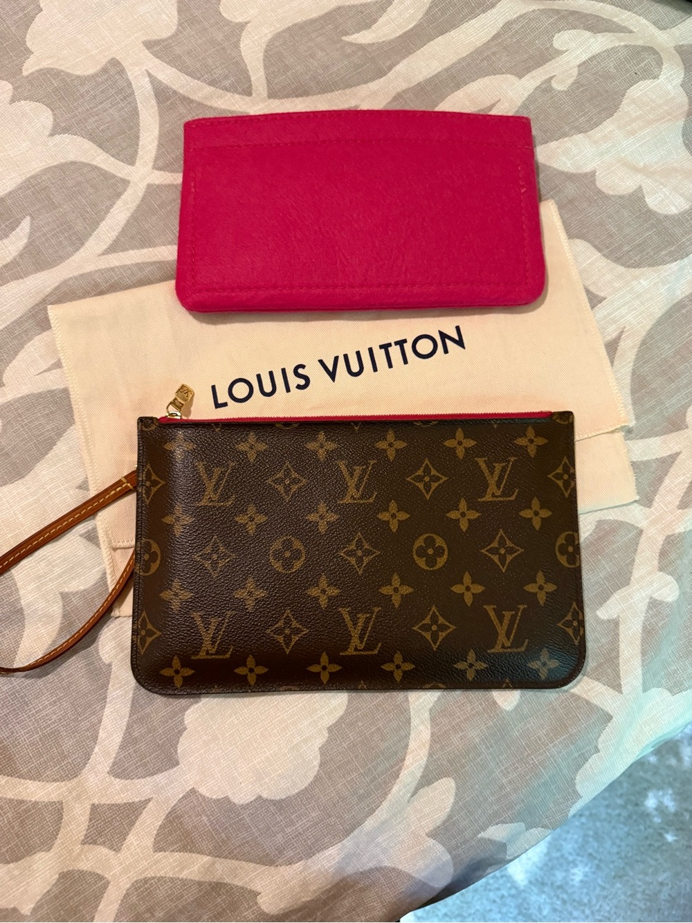 Authentic Louis Vuitton Monogram Neverfull GM pouch pivoine GUC - Picture 2 of 12